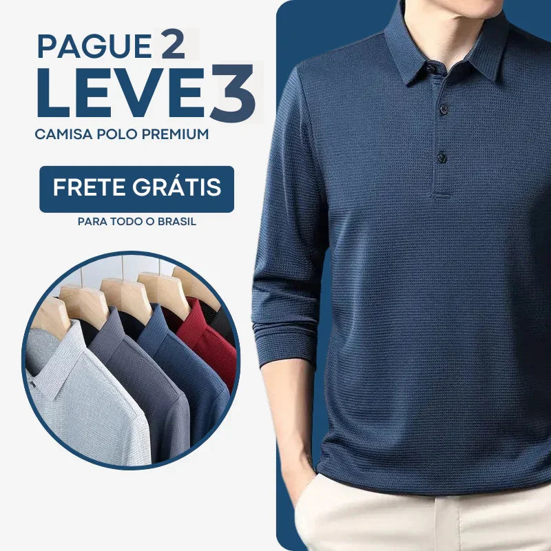 PAGUE 2 LEVE 3 | Camisa Polo Manga Longa Seda Gelo