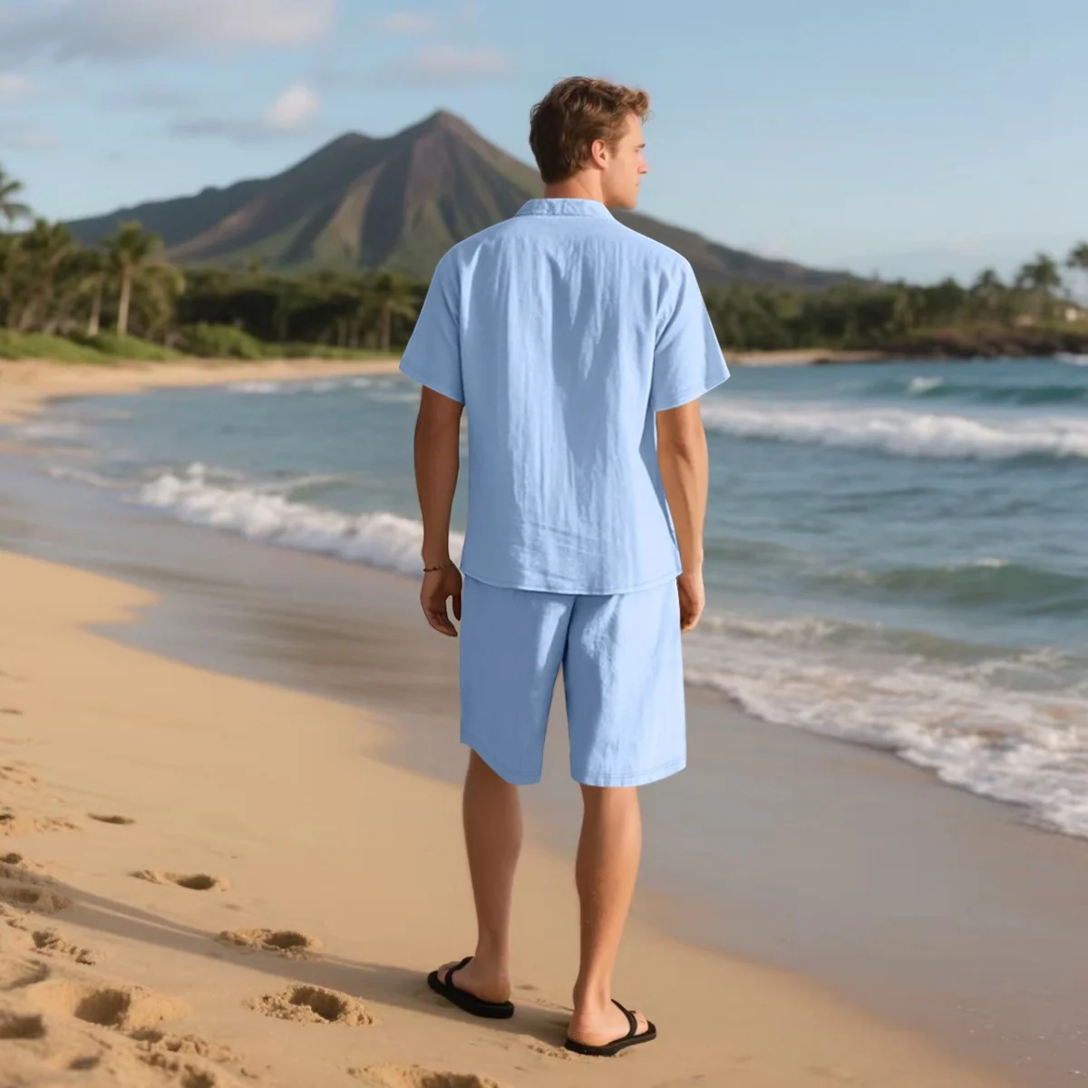 Conjunto Masculino LinenWave – Estilo Natural e Sofisticação Leve