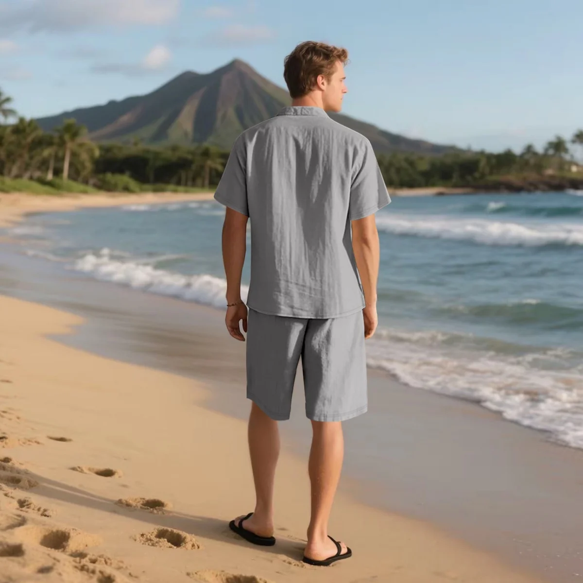 Conjunto Masculino LinenWave – Estilo Natural e Sofisticação Leve