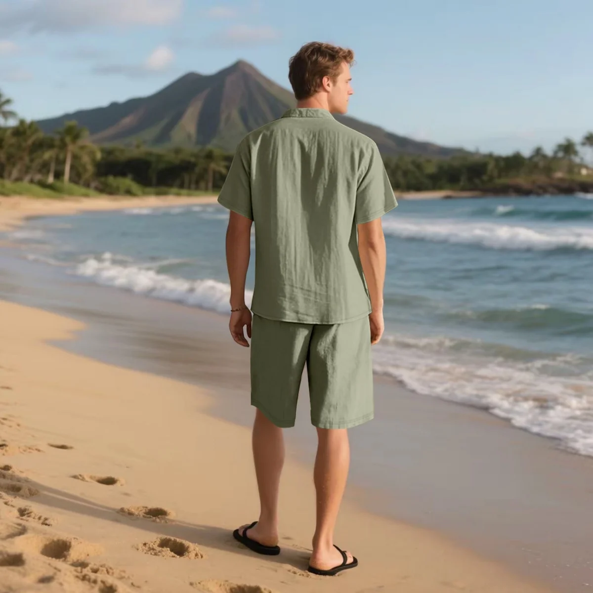 Conjunto Masculino LinenWave – Estilo Natural e Sofisticação Leve