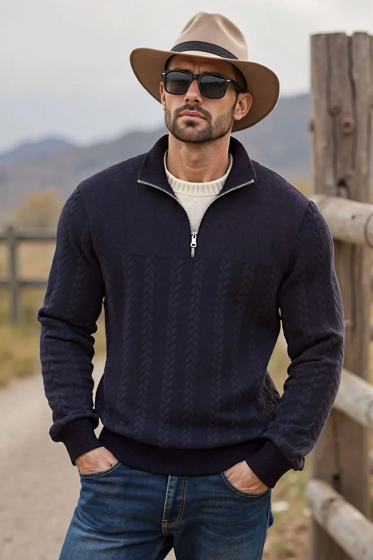 Pulôver Gola Alta com Ziper Texas