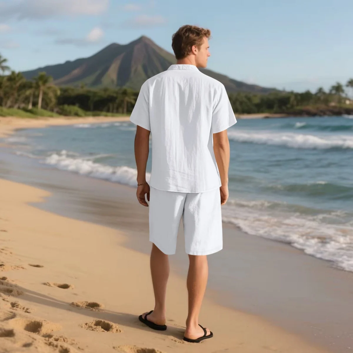 Conjunto Masculino LinenWave – Estilo Natural e Sofisticação Leve