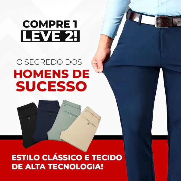 Compre 1 Leve 2 | Calça Social Clássica Alfaiataria + Cinto Social Couro