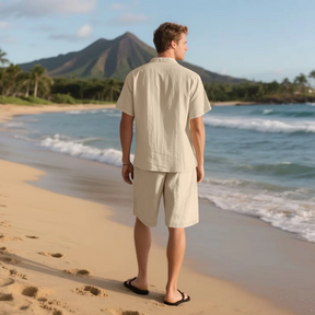 Conjunto Masculino LinenWave – Estilo Natural e Sofisticação Leve