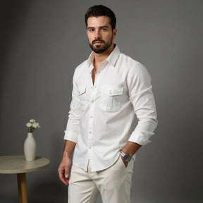 Pague 1 leve 2 | Camisa Social Safari Elegante Premium + RELOGIO de brinde