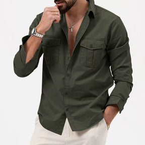 Pague 1 leve 2 | Camisa Social Safari Elegante Premium + RELOGIO de brinde