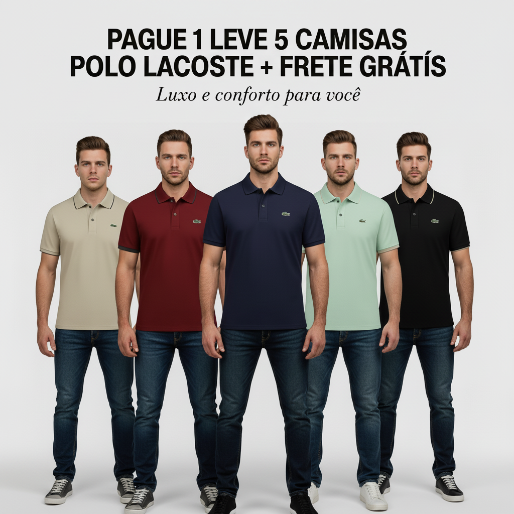 Pague 2 LEVE 5 | Camisas Polo Lacoste casual
