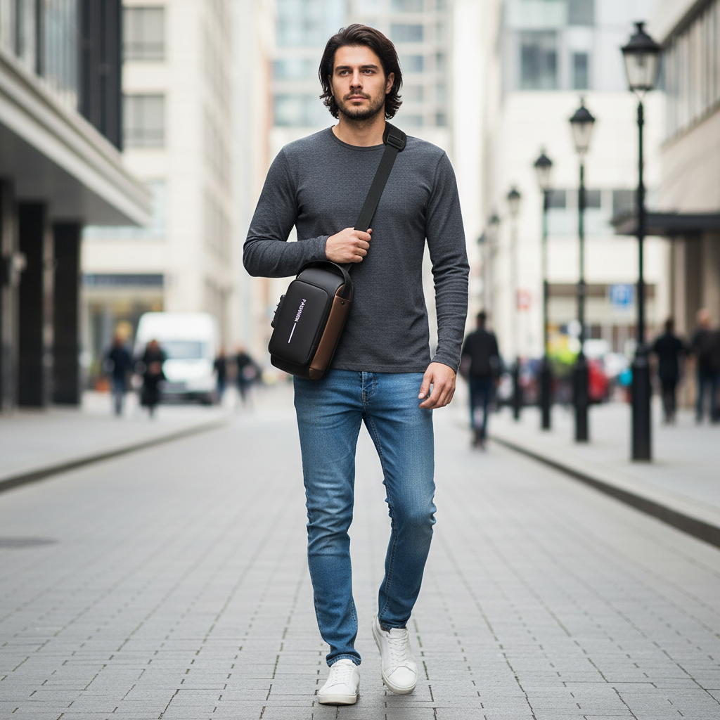 Bolsa Masculina CrossShield – Segurança, Estilo e Praticidade