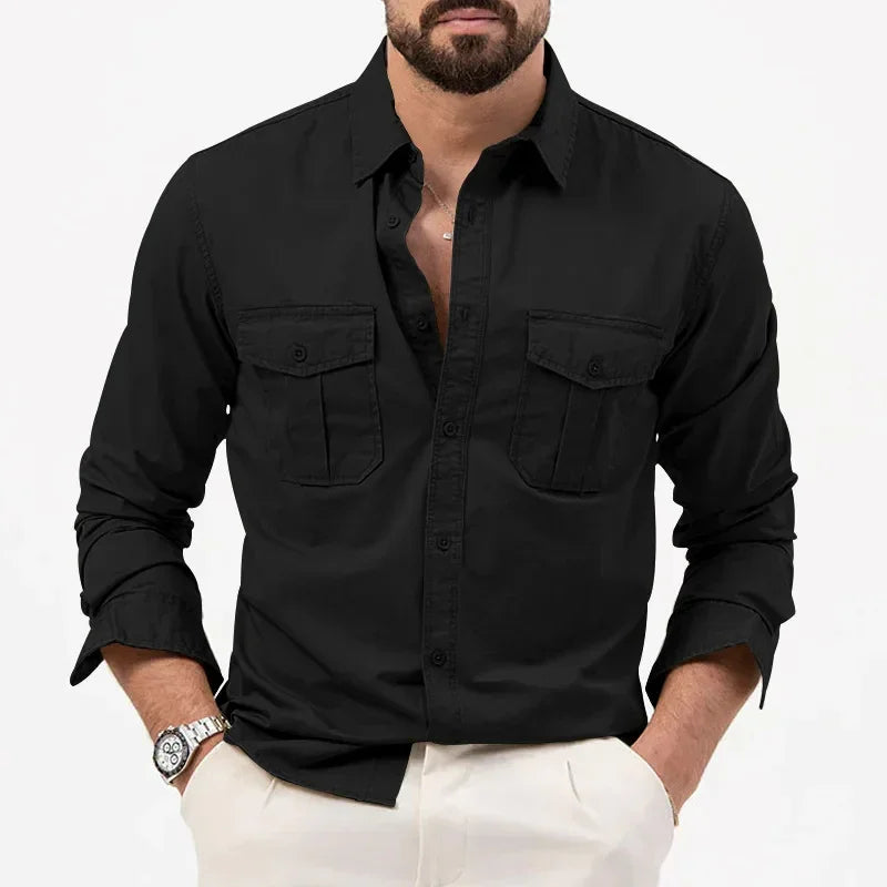 Pague 1 leve 2 | Camisa Social Safari Elegante Premium + RELOGIO de brinde