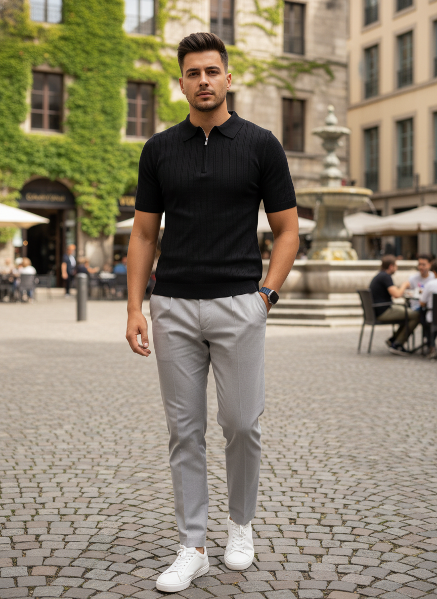 Pague 1 Leve 4 - Camisa Polo com Ziper Old Money